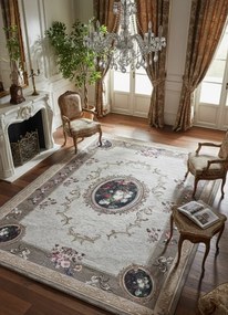 Prostokątny beżowy dywan w barokowym stylu B1-T20