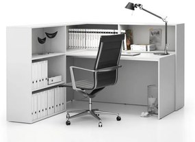 Zestaw biurowy narożny SEGMENT, lewy, biały/biały