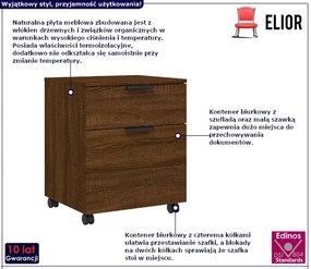 Kontenerek biurowy z szufladą brązowy dąb F0-A93