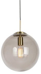Nowoczesna lampa wisząca mosiądz ze szkłem dymnym 30 cm - Ball Nowoczesny Oswietlenie wewnetrzne