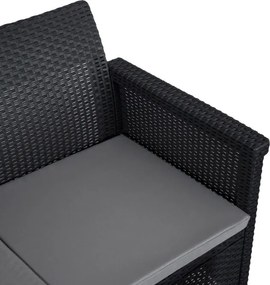 Zestaw Mebli Ogrodowych SAVIO Czarny Sofa 2x Fotel Stolik Tarasowy Technorattan Nowoczesny