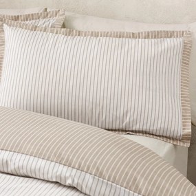Biało-beżowa pościel dwuosobowa 230x220 cm Oxford Pinstripe – Catherine Lansfield