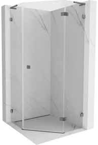 Mexen Lunar L kabina prysznicowa pięciokątna uchylna prawa 80 x 80 cm, transparent, gun metal - 831L-080P-080L-95-00-P