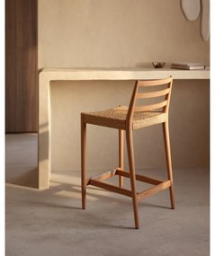 Hoker z litego drewna dębowego w naturalnym kolorze (wysokość siedziska 70 cm) Analy – Kave Home