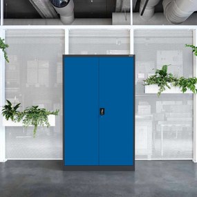 Szafa biurowa metalowa na akta antracytowo-niebieska JAN II, 1150 x 1850 x 400 mm