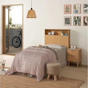 Kolumna zagłówka Lluvia 95 cm z półką w kolorze dębu.