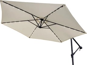 Kremowy 3-metrowy parasol LED z podstawą wentylatora