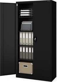 Szafa biurowa Jan dwudrzwiowa 90x40x185 cm czarna