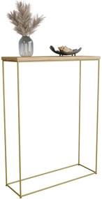 Konsola z metalowym stelażem dąb artisan + złoty D6-H84
