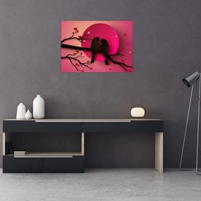 Obraz na szkle - Zakochane ptaki (70x50 cm)