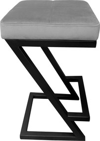 Hoker ZETA krzesło barowe tkanina Welur podstawa metalowa LOFT : Kolor Stelaża - Czarny , Kolor tkaniny - VELVET - MG17
