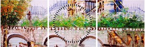 Obraz - Obraz olejny przedstawiający miasto (z zegarem) (90x30 cm)