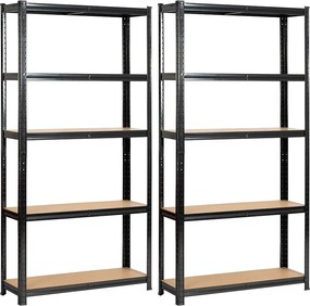 2x Regał metalowy garażowy 90x30x180 czarny