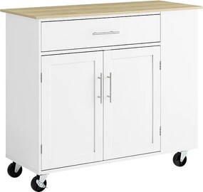 SoBuy Mobilny Wózek Kuchenny z Szufladą i Regulowaną Półką, Biały