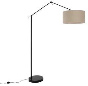 Candeeiro de pé preto com cúpula castanho claro 50 cm ajustável - Editor