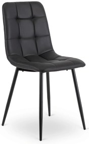 Zestaw Stół Okrągły LINO 100 cm Dąb Rustykalny/Czarny i 4 Krzesła DALVIN Czarne Ekoskóra Nowoczesne Loft