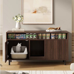 Nowoczesna komoda - 120 x 50 x 66 cm - z matą odzyskującą piasek + 2 drzwi - MDF - naturalny