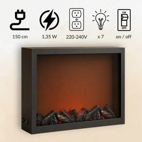 Kominek dekoracyjny LED, metalowy, 10 x 41 x 35 cm