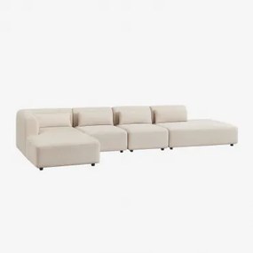 Sofa Modułowy Narożnik Lewy 4-częściowy Z Szezlongiem Fogler Sztruks Beż Lniany - Sklum