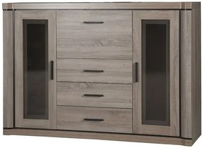 Komoda z witryną i barkiem dąb truflowy P0-W74