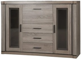 Komoda z witryną i barkiem dąb truflowy - Rectano 9X