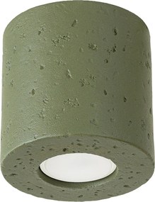 Lampa sufitowa industrialny Orbis, beton - 1 źródło - L.10 x H.10 cm - zielony oliwkowy