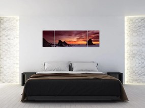 Obraz zachodu słońca na wybrzeżu (170x50 cm)