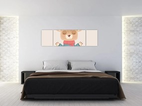 Obraz - Beżowy miś z koroną (170x50 cm)