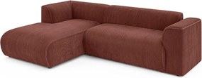 Sztruksowy narożnik (lewostronny/z szezlongiem) w kolorze terakoty Merid – Ropez
