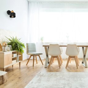 Czarny kinkiet LED WD-BU1010SC jednopunktowy z metalu i drewna