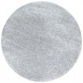 Dywan shaggy poliestrowy Brilliant srebrny koło 120 cm x 120 cm