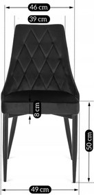 Krzesło Tapicerowane do Salonu CORK Czarne Welurowe Nowoczesne Loft