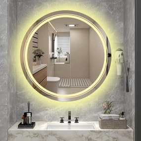 Lustro ścienne łazienkowe, okrągłe 60 cm, podświetlane srebrne DOVER 60