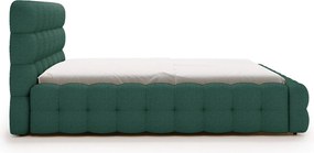 Emporius Parlas Bis łóżko 200x200 z pojemnikiem, łóżko tapicerowane do sypialni - gruba pianka, stelaż, tkanina boucle, zielony (Anthology 13)