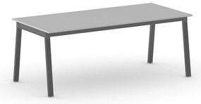 Stół konferencyjny do biura PRIMO BASIC, 200x90 cm, czarna podstawa, szary