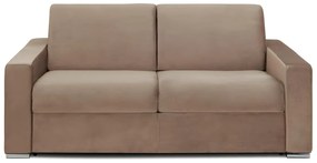 Kanapa 3-osobowa rozkładana z weluru CALITO - Kolor beżowy - Łóżko 140  cm - Materac 22 cm