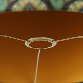 Abażur welurowy z wzorem pawia 40/40/40 złoto wewnątrz