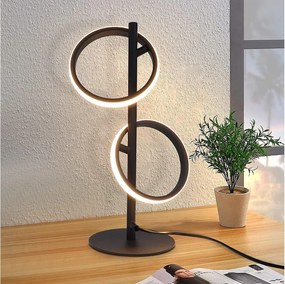 NETTLIFE Nowoczesna Lampa Stołowa LED Czarne Wyjmowane Pierścienie 13W 3000K Ciepła Biała Wyjmowana Studium