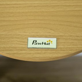 PawHut Ścienne Legowisko dla Kota, z Ochronnym Brzegiem, Poduszką, do Montażu na Ścianie, Dąb + Kremowy, 34 x 34 x 10,5 cm