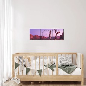 Obraz drzewa w pobliżu czerwonych skał (z zegarem) (90x30 cm)