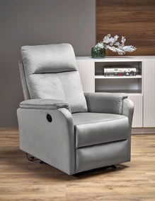 Popielaty welurowy fotel z funkcją rozkładania do salonu R6-W45