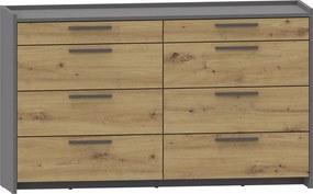 Minimalistyczna komoda z 8 szufladami dąb artisan + antracyt S7-L91