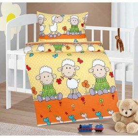 Bellatex Pościel dziecięca z krepy Agata Owcażółta 90 x 135 cm, 45 x 60 cm