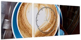 Obraz - Latte Art (z zegarem) (90x30 cm)
