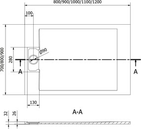 Mexen Otto brodzik prostokątny SMC 100 x 90 cm, biały - 4N109010