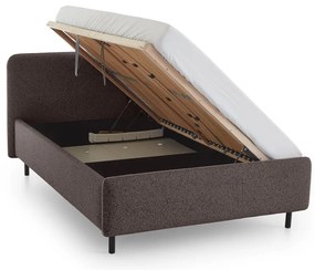 Antracytowe tapicerowane łóżko dwuosobowe ze schowkiem ze stelażem 140x200 cm Primo – Meise Möbel