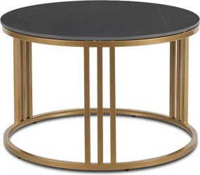 Stolik Kawowy KORIN 70 cm Czarny Marmur/Złoty Glamour Nowoczesny
