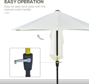 Outsunny Półokrągły Parasol 1,9 x 2 m Podwójny Parasol z Ręczną Korbą, Kremowy | Aosom PL