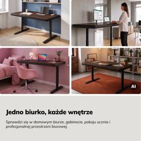 Biurko elektryczne sit-stand z szufladą i ładowarką bezprzewodową Qi czarne/orzech, 1400 mm: ELLIS