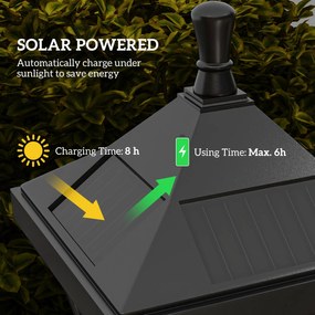 Outsunny Latarnia solarna ogrodowa 127 cm – zimne białe LED, czujnik zmierzchu, IP44